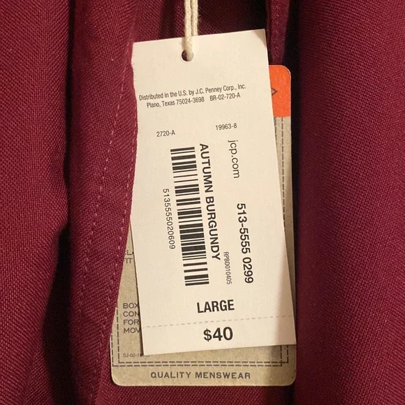 ST. JOHN’S BAY Mens Button Down Shirt Burgundy L Large $40 NWT lcsr - Picture 9 of 11